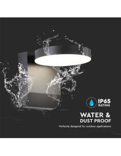 V-TAC 17W LED Стенна Лампа Черна Кръг 3000К IP65 - 2952 - Цена | LEDs4economy 2