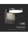 V-TAC 17W LED Стенна Лампа Черна Кръг 3000К IP65 - 2952 - 3