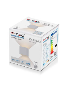 V-TAC 12W Стенна Лампа Bridgelux Чип Бяла Квадрат 4000К - 218528 - Цена | LEDs4economy 2