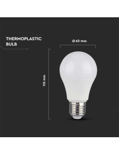 V-tac LED Крушка - 10.5W E27 A60 Термо Пластик 4000K 217349 - Цена | LEDs4economy 2
