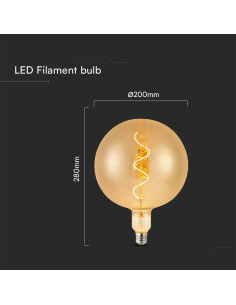 V-tac LED Крушка - 4W Filament Спирала G200 2700K Амбър 23169 - Цена | LEDs4economy 2