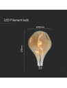 V-tac LED Крушка - 4W Filament Спирала A165S 2700K Амбър 23168 - 4