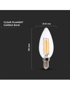V-tac LED Крушка - 5.5W Filament E14 Димиращ Кендъл 4000К 7807 - Цена | LEDs4economy 2