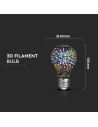 V-tac LED Крушка - 3W E27 Filament 3D A60 3000K 212704 - 2