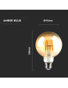 V-tac LED Крушка - 8W Filament E27 G95 AMBER 2200K 217145 - 3
