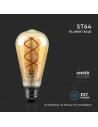 V-tac LED Крушка - 4.8W Filamet E27 ST64 Амбър 1800К 217218 - 6