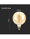 V-tac LED Крушка - 8W Filament G200 Димираща 1800К 217462 - 2