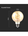 V-tac LED Крушка - 4W Filament E27 G95 AMBER 2200K 217146 - 4