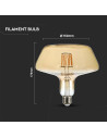 V-tac LED Крушка - 8W Filament E27 T180 Амбър 1800K 212790 - 2