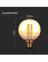 V-tac LED Крушка - 4W Filament E27 G125 Амбър ART 1800К 217475 - 3
