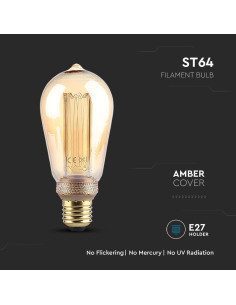 V-tac LED Крушка - 4W Filament E27 ST64 Амбър Арт 2200K 217474 - Цена | LEDs4economy 2