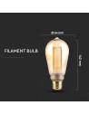 V-tac LED Крушка - 4W Filament E27 ST64 Амбър Арт 2200K 217474 - 3