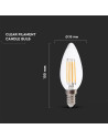 V-tac LED Крушка - 6W Filament E14 Кендъл 3000К 217423 - 3