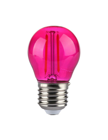 LED Крушка 2W Filament E27 G45 Розова