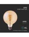 V-tac LED Крушка - 4.8W Filament E27 G95 Амбър 1800K 217217 - 4