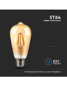 V-tac LED Крушка - 8W Filament E27 ST64 Амбър 2200K 214421 - 3