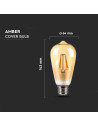 V-tac LED Крушка - 8W Filament E27 ST64 Амбър 2200K 214421 - 5