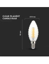V-tac LED Крушка - 4W Filament E14 Кендъл Спирала Димиращ 3000K 214367 - 3