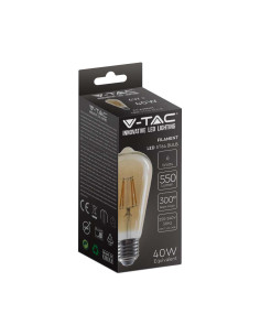 V-tac LED Крушка - 6W Filament E27 ST64 Амбър 2200K 214362 - Цена | LEDs4economy 2