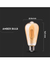 V-tac LED Крушка - 6W Filament E27 ST64 Амбър 2200K 214362 - 6