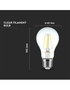 V-tac LED Крушка - 12W Filament E27 A60 4000К 217459 - Цена | LEDs4economy 2