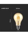 V-tac LED Крушка - 10W Filament E27 A60 Амбър 2200К 217157 - 3