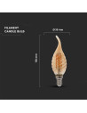 V-tac LED Крушка - 4W Filament E14 Кендъл Амбър Спирала Плам 2200K 217116 - 2