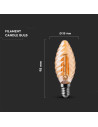 V-tac LED Крушка - 4W Filament E14 Кендъл Амбър Спирала 2200K 217115 - 6
