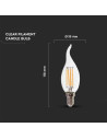 V-tac LED Крушка - 4W Filament E14 Кендъл Пламък 6000K 214430 - 4
