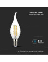 V-tac LED Крушка - 4W Filament E14 Кендъл Спирала Пламък 3000K 214308 - 2