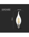 V-tac LED Крушка - 4W Filament E14 Кендъл Спирала Пламък 3000K 214308 - 5
