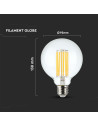 V-tac LED Крушка - 6W Filament E27 G95 3000K 214305 - 4