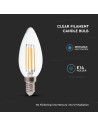 V-tac LED Крушка - 4W Filament E14 Кендъл Димиращ 3000K 2870 - 4