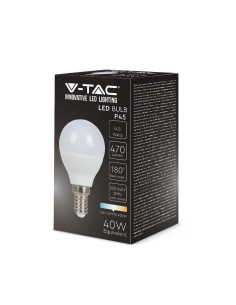 V-tac LED Крушка - 4.5W E14 P45 6400K 2142521 - Цена | LEDs4economy 2