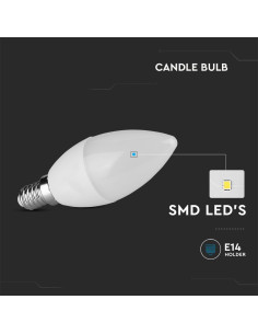 V-tac LED Крушка - 4.5W E14 Кендъл 3000K 2142151 - Цена | LEDs4economy 2