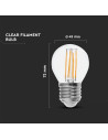 V-tac LED Крушка - 6W Filament E27 G45 6400К 130LM/W 2853 - 3
