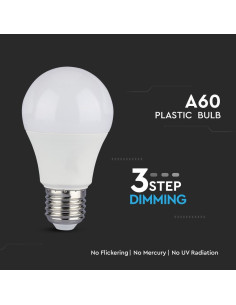 V-tac LED Крушка - 9W E27 A60 Термо Пластик 3Степенно Димиране 6000K 4449 - Цена | LEDs4economy 2