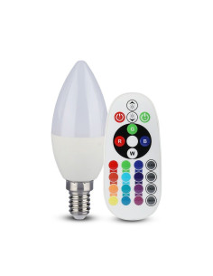 V-tac LED Крушка - 3.5W Е14 А80 Кендъл Димираща С Дистанционно RGB 6400K 2771 - Цена | LEDs4economy 2
