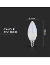 V-tac LED Крушка - 3.5W Е14 А80 Кендъл Димираща С Дистанционно RGB 6400K 2771 - 4
