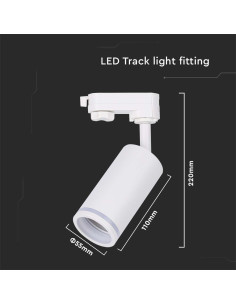 V-TAC GU10 Корпус за Релса Бял - Цена | LEDs4economy 2