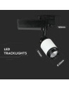 V-TAC 10W LED Прожектор Релсов Монтаж Черно/Бяло Тяло Бяла Светлина - 1334 - 5