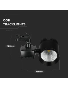 V-TAC 40W LED Прожектор Релсов Монтаж COB Бяла Светлина - 1192 - Цена | LEDs4economy 2