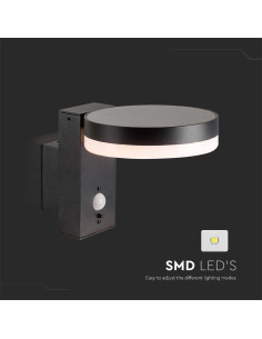 V-TAC 5.5W LED Соларна Стенна Черна PIR Сензор Кръг 3000K IP44 - 23016 - Цена | LEDs4economy 2
