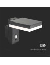V-TAC 5.5W LED Соларна Стенна Черна PIR Сензор Квадрат 3000K IP44 - 10402 - 8