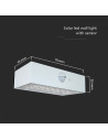V-TAC 3W LED Соларна Стенна Лампа със Сензор 4000K+3000K Бяла - 10306 - 11