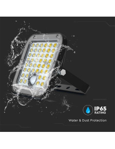 V-TAC 10W LED Соларен Прожектор LiFePo Батерия 3.7V Черен 4000K - Цена | LEDs4economy 2