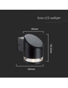 V-TAC 1W LED Соларна Стенна Лампа SMD Черно Тяло IP44 3000K - 10384 - 6