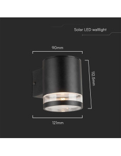 V-TAC 1W LED Соларна Стенна Лампа SMD Микровълнов Датчик IP44 3000K - 10399 - Цена | LEDs4economy 2