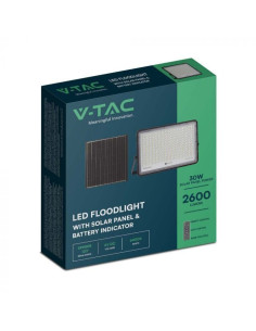 V-TAC 30W LED Соларен Прожектор 4000K Сменяема Батерия Черно Тяло - 7830 - Цена | LEDs4economy 2