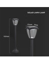 V-TAC 2W LED Соларна Лампа Със Стълб Черен Мат 3000К+6000К - 2894 - 3